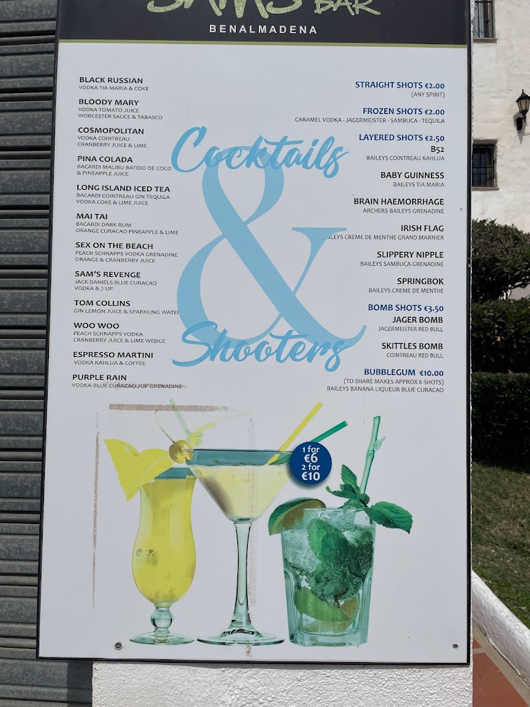 Sam's Sports Bar & Restaurant — Carta