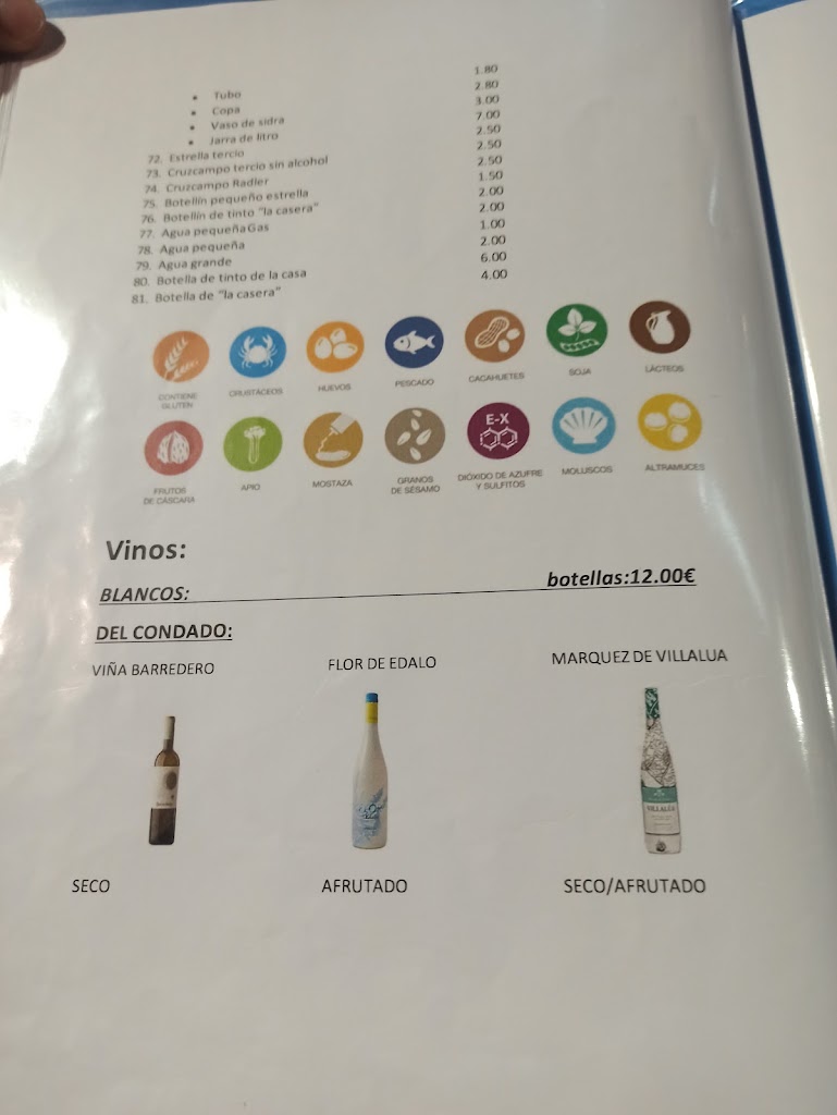 Bar Verbena Casa Manino — Carta