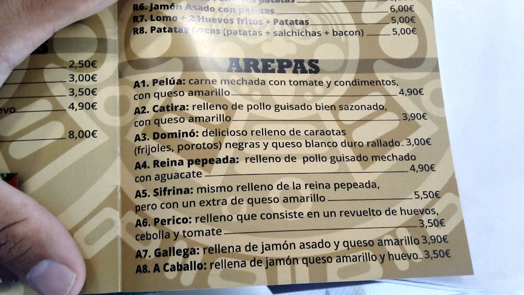 Restaurante el Dorado — Carta