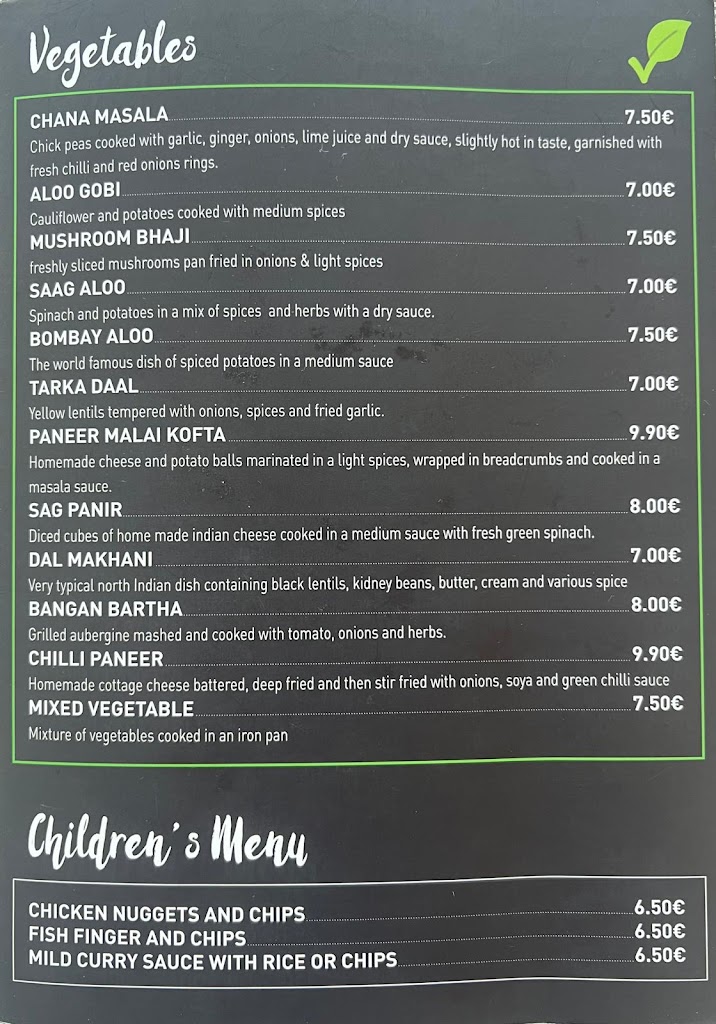 Maharaja Indian Restaurant — Carta