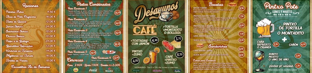 Swansea Cafeteria Restaurante — Carta