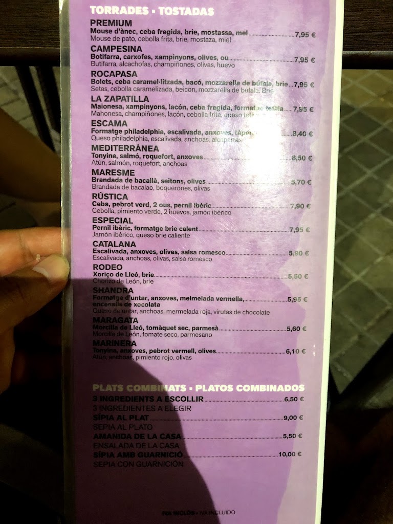 Cafeteria SHANDRA — Carta