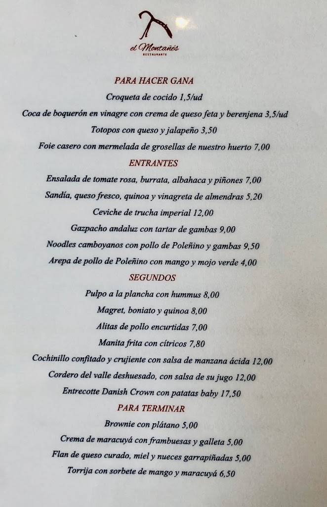 El Montanes — Carta