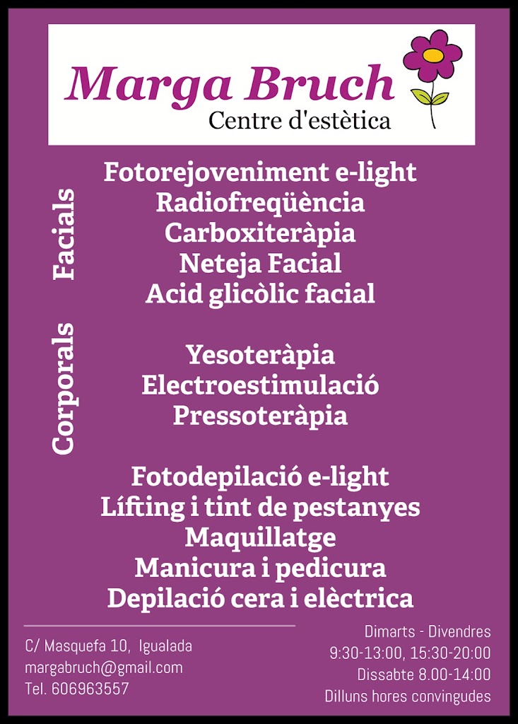 Marga Bruch centre d'estetica — Carta