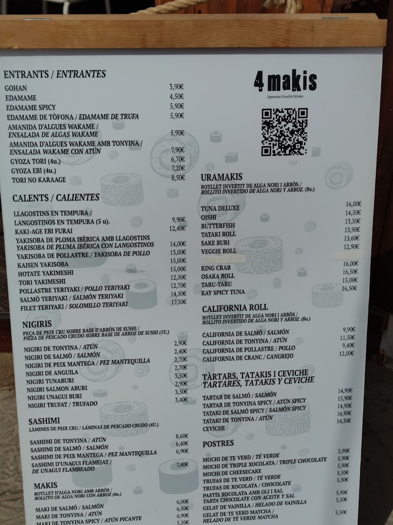 Restaurante 4 Makis Torredembarra — Carta