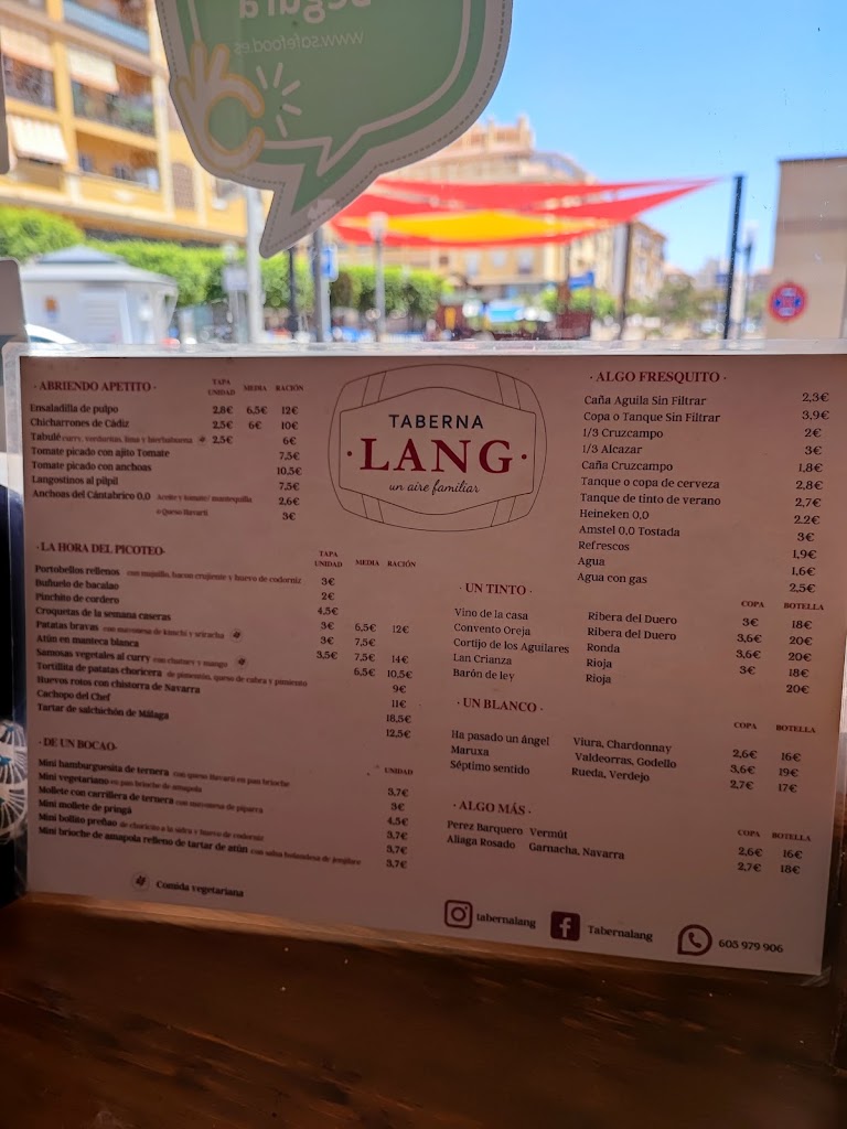 Taberna Lang — Carta