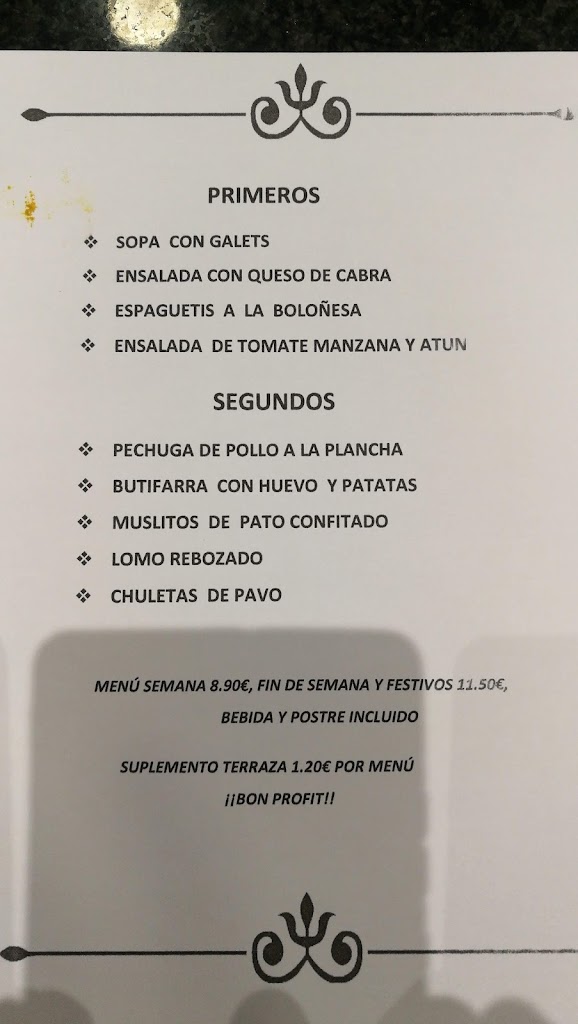 RESTAURANT PETIT PAU PREMIA DE MAR — Carta