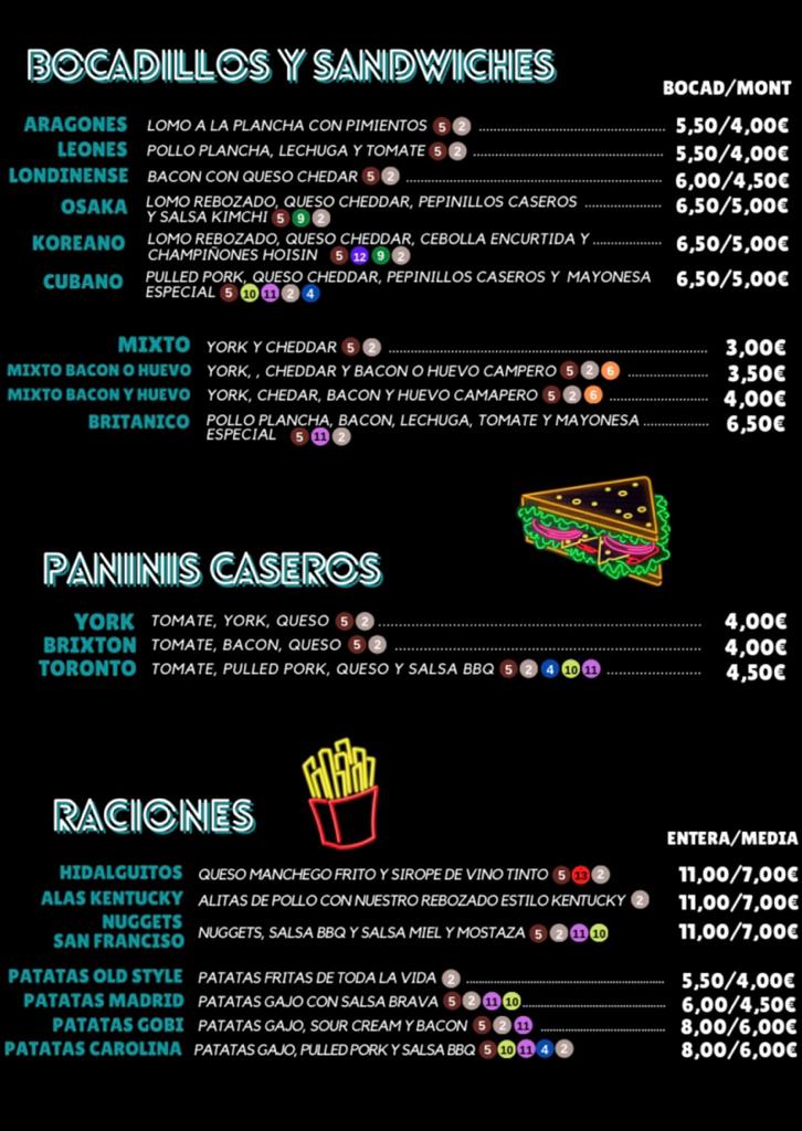 Terraza-Bar Trotamundos — Carta