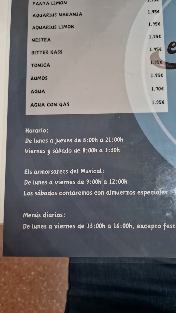Restaurante El Musical — Carta