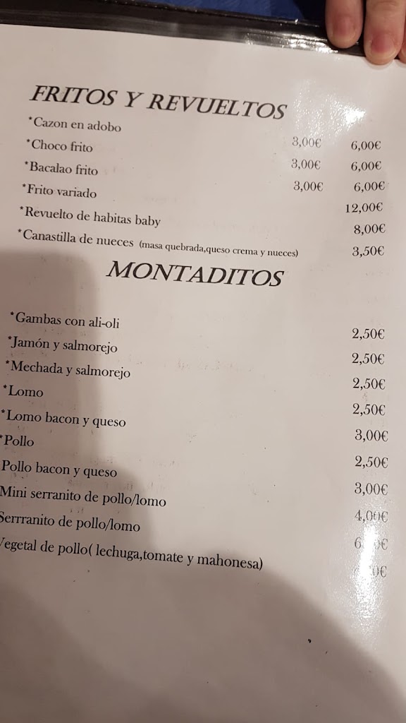 Bar Alegria — Carta