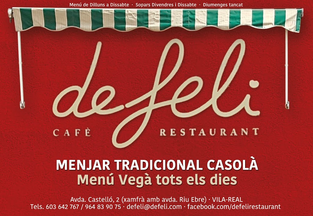 Restaurante Defeli — Carta
