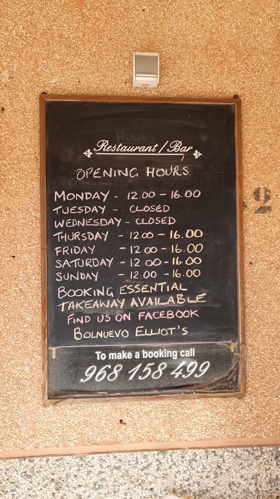 Restaurante Elliot's — Carta