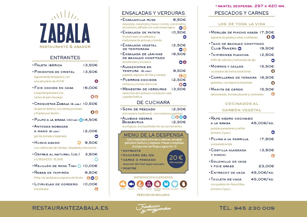 Restaurante Asador Zabala — Carta