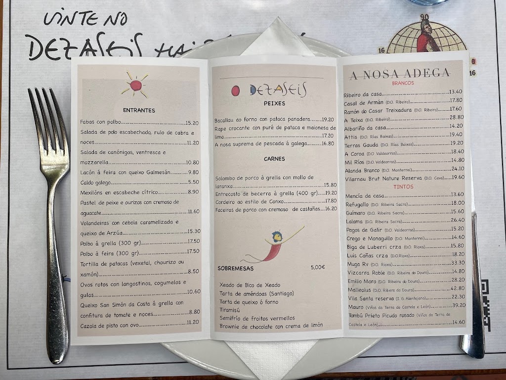 Casa de Xantar ~ O Dezaseis (Santiago de Compostela) — Carta