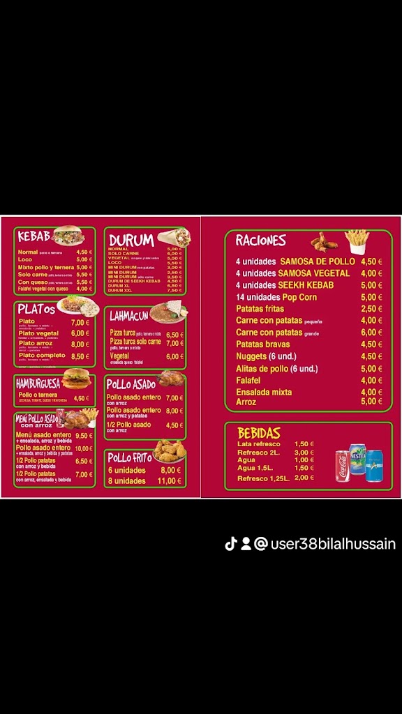Zaqwan Kebab y Pizzeria & Pollo Asado — Carta