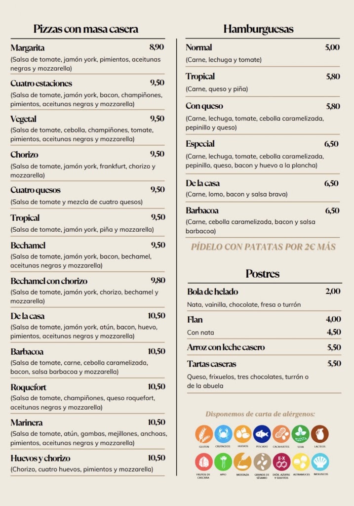 El Cafe de Victor — Carta