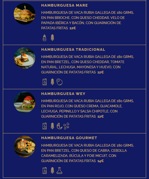 Mare Asian Food — Carta