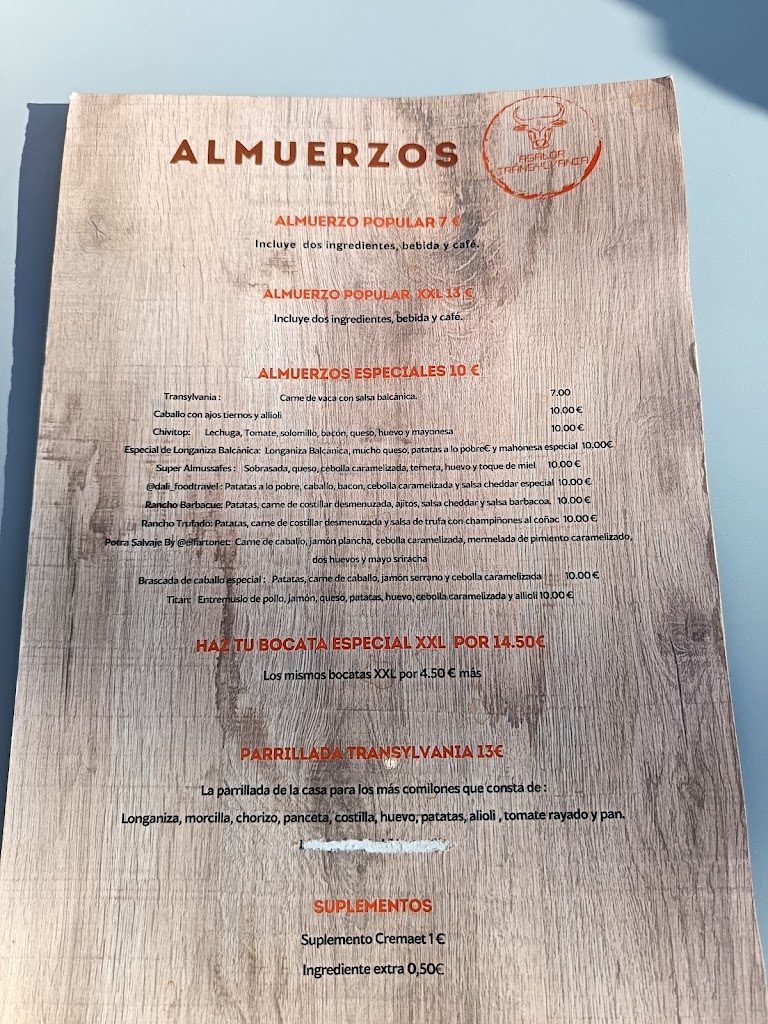 Asador Transylvania 2 (Alacuas) — Carta