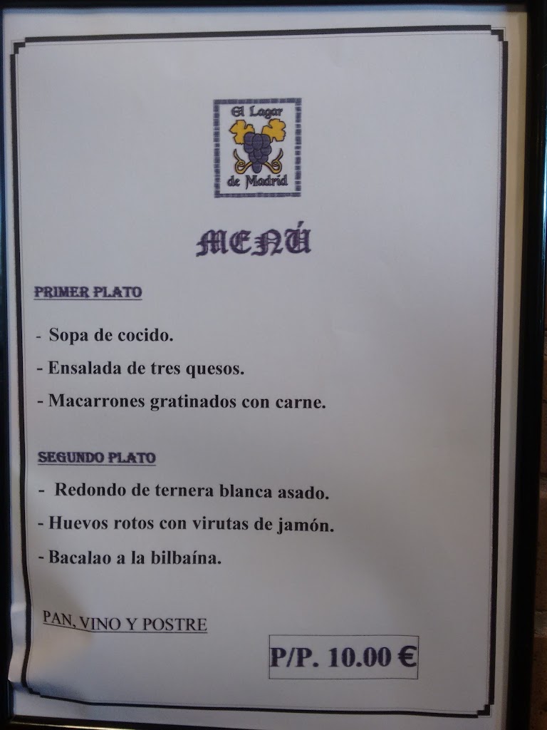 Lagar de Madrid — Carta