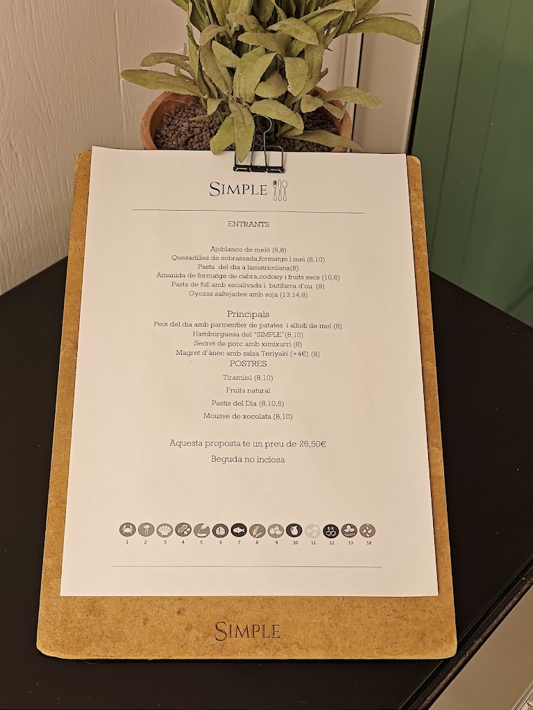 Restaurante Simple — Carta