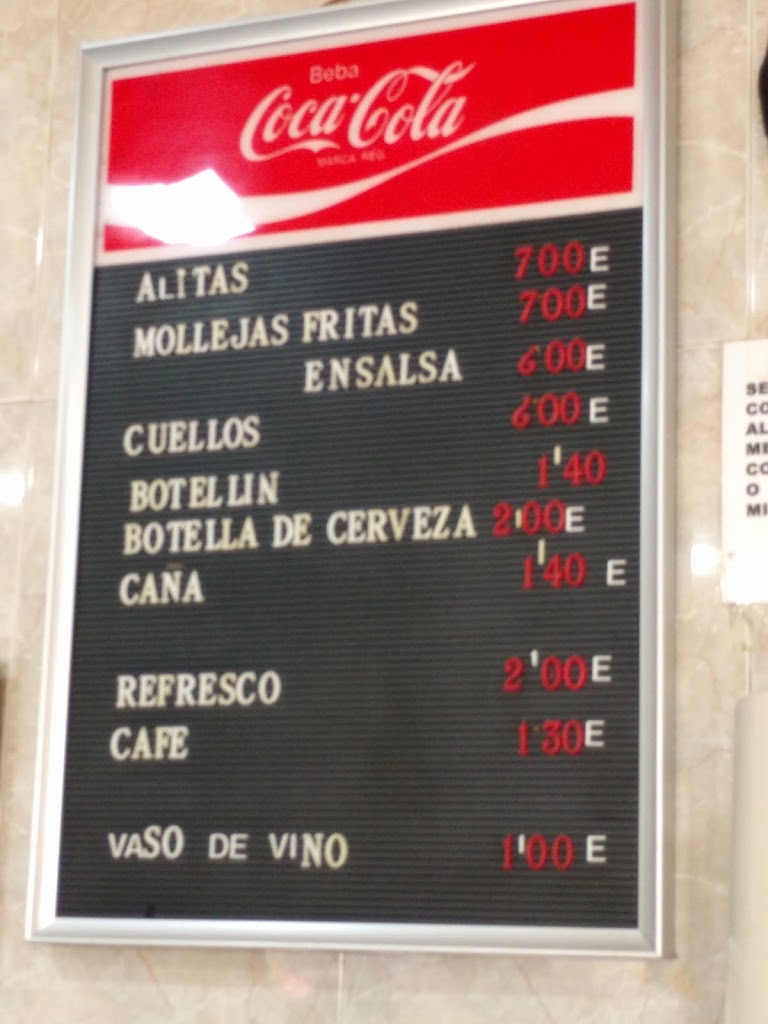 Bar Lozano Las Alitas — Carta