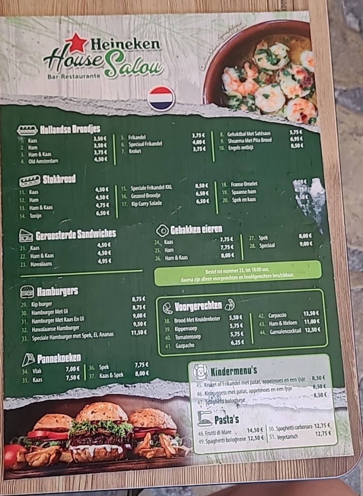 Heineken Salou — Carta