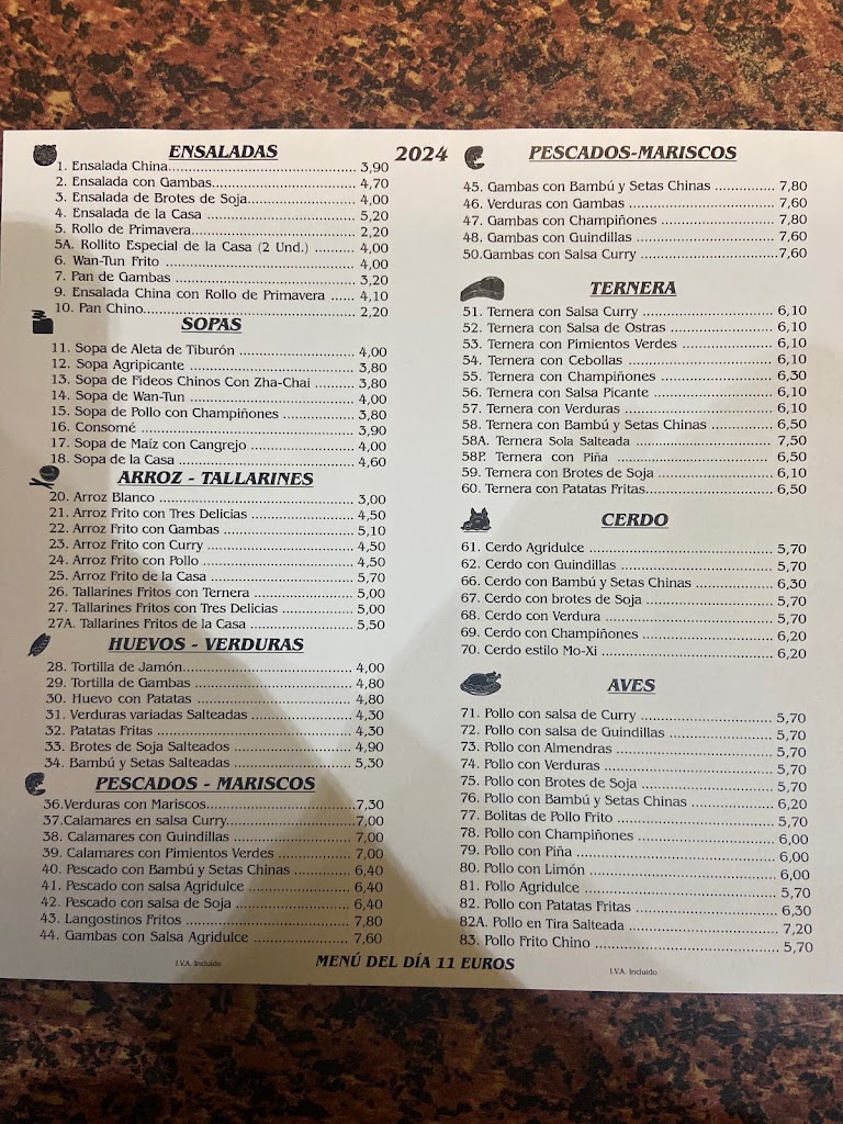 Restaurante Epoca Nueva — Carta