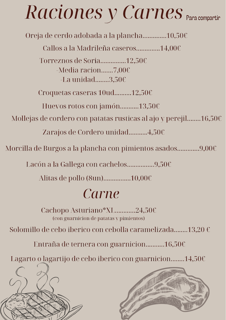 Bar Restaurante Casa Angel — Carta