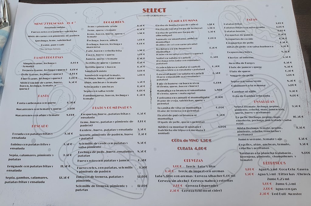 Restaurante Select — Carta