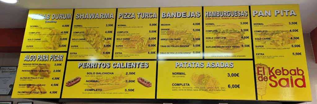 El Kebab De Said — Carta