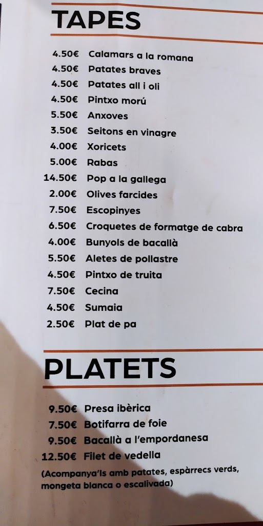 La Tapa Iberica — Carta