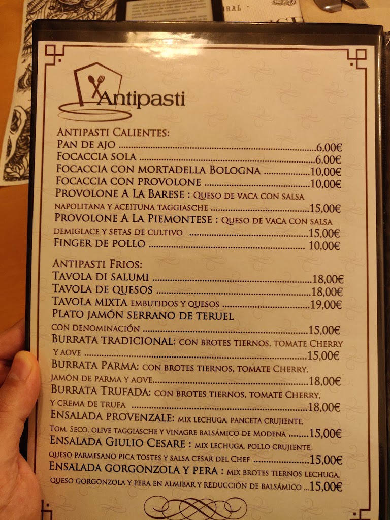 Restaurante "El Italiano" — Carta