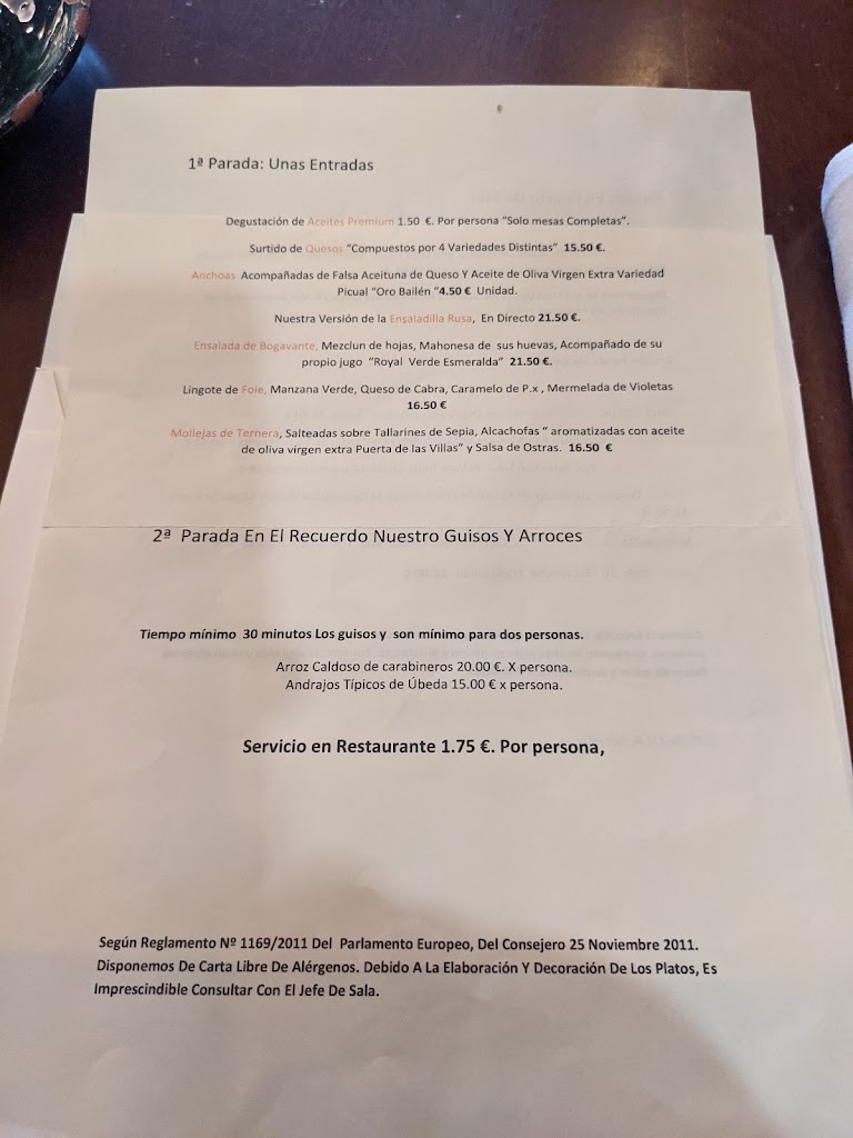 Restaurante Cantina la Estacion — Carta