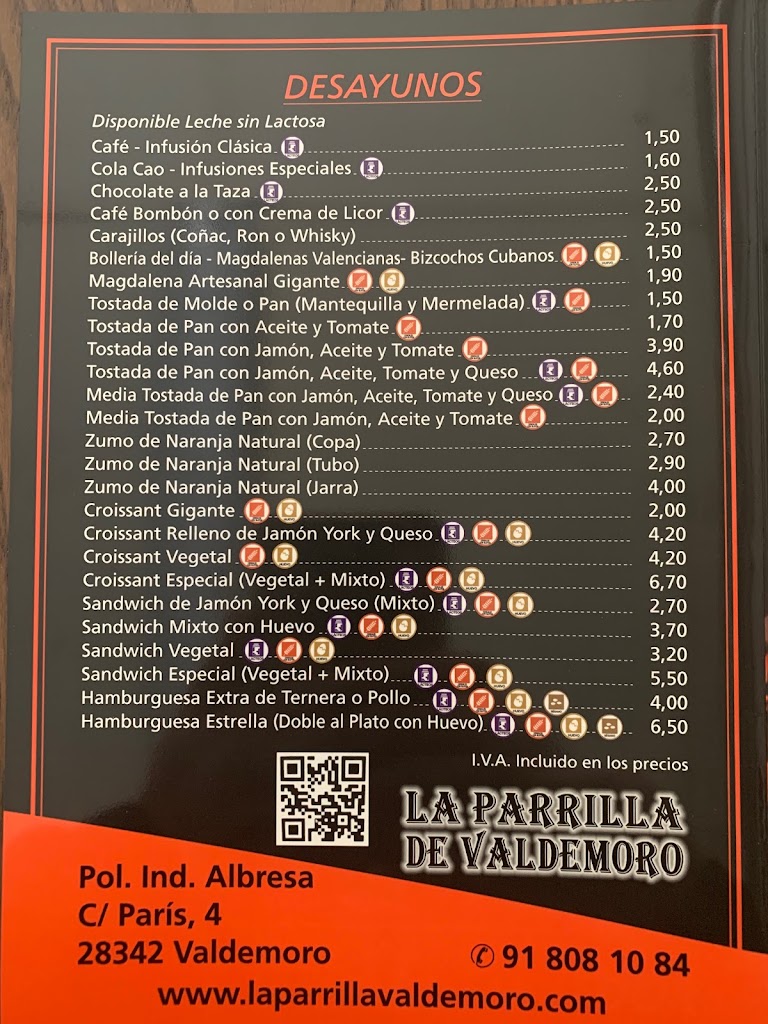Restaurante Terraza La Parrilla de Valdemoro — Carta