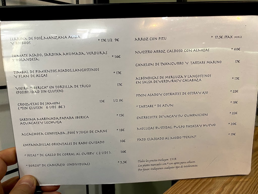 Tomate Bistro — Carta