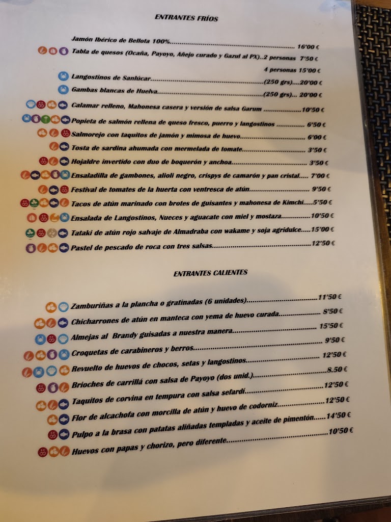 Restaurante CalaMar — Carta