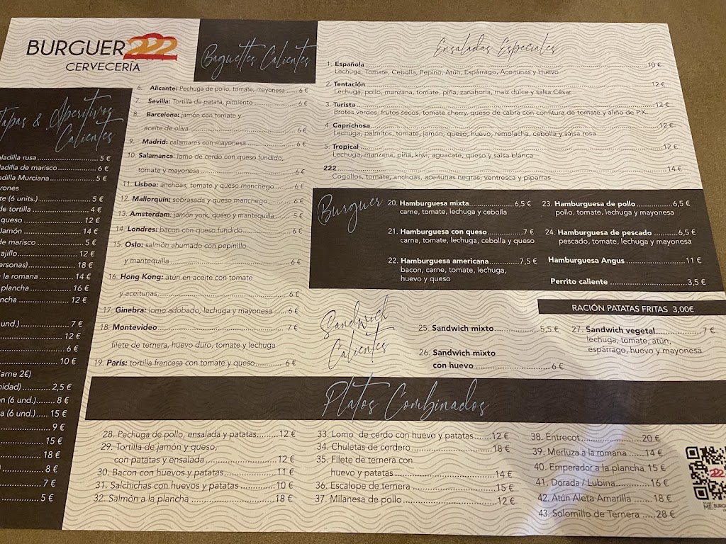 Restaurante pizzeria italiana 222 — Carta