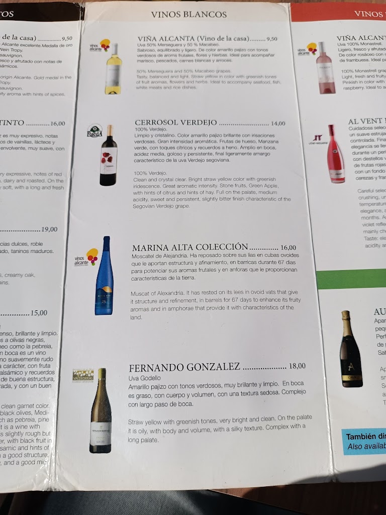 Bar Calpe. — Carta