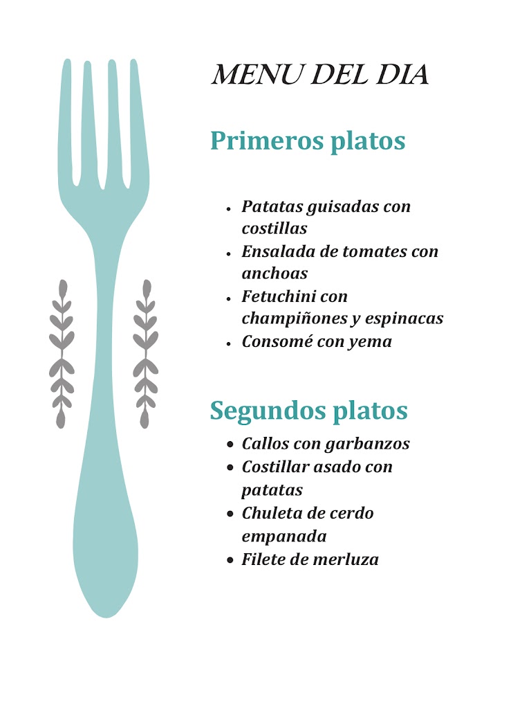 Restaurante Madrid — Carta