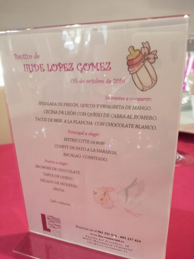 Lios Restaurant — Carta