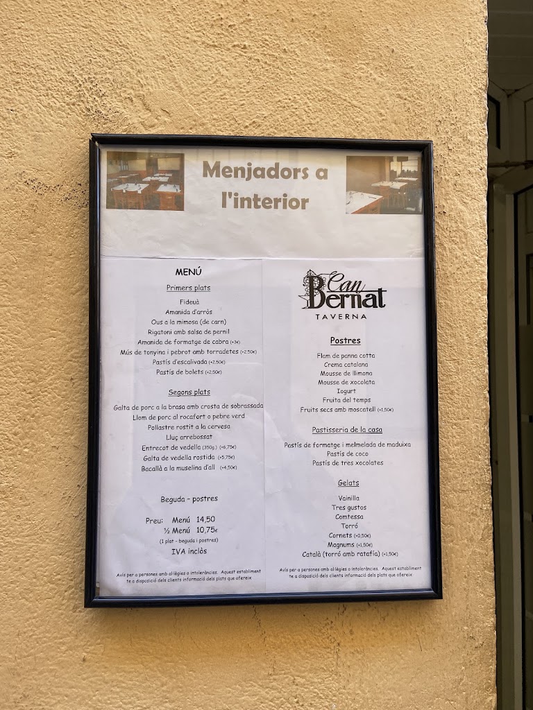 Restaurant Taverna Can Bernat — Carta