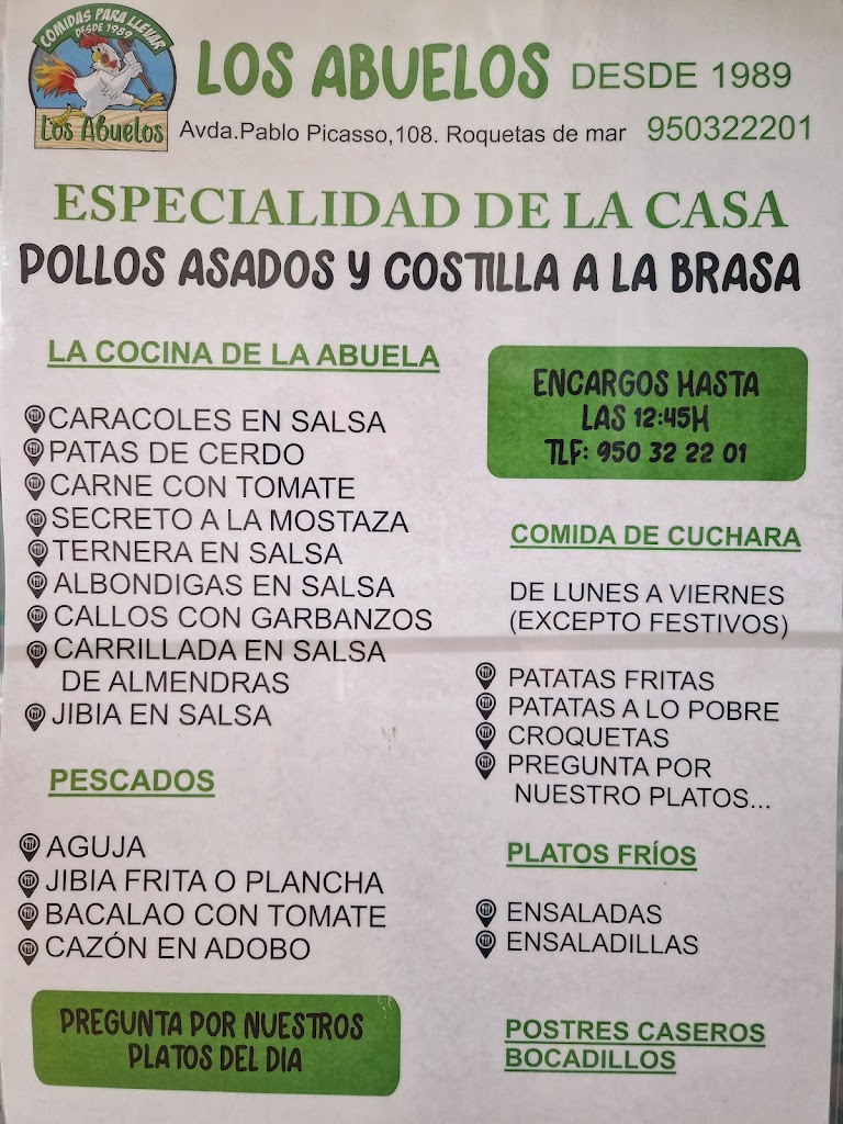 Los abuelos comidas para llevar — Carta