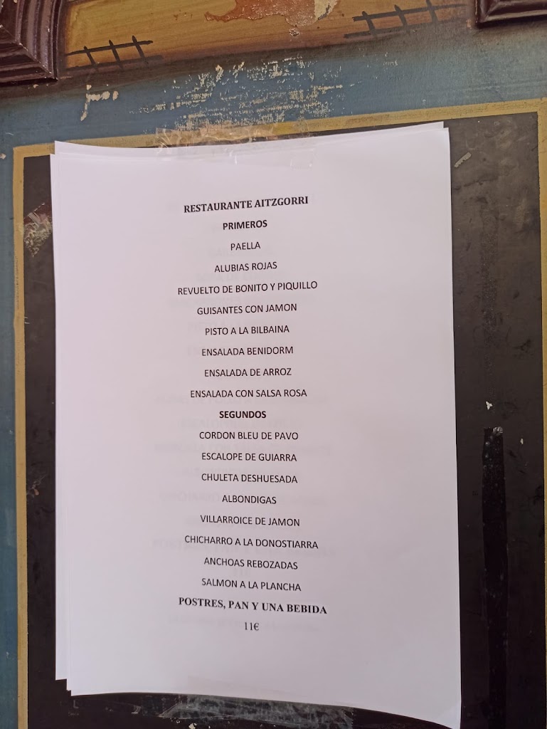 Aitzgorri Restaurante — Carta