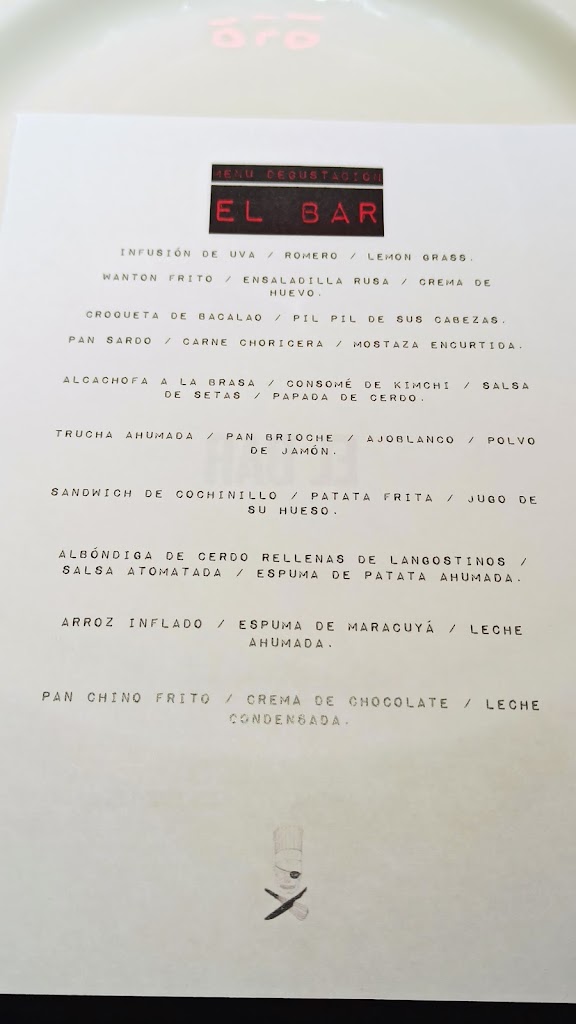 EL BAR Old School Food — Carta
