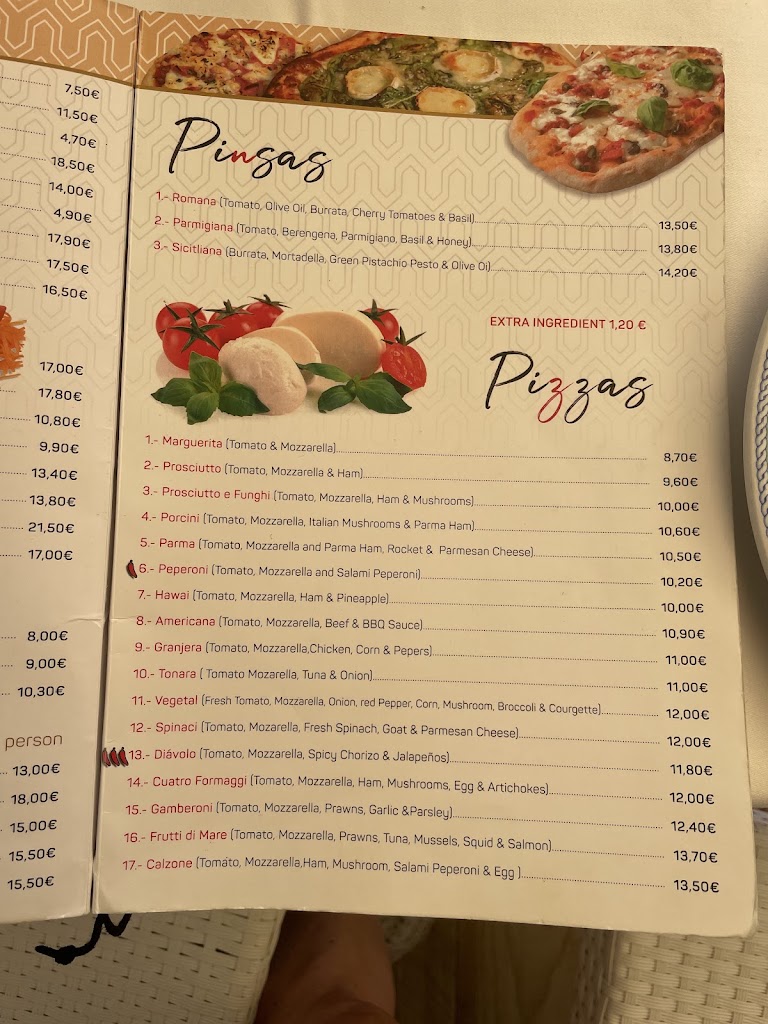 Restaurante Italiano Pasta Fresca — Carta