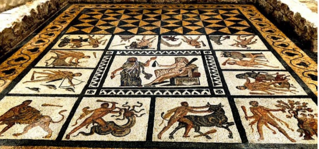 Mosaico de los 12 trabajos de Hercules de Lliria