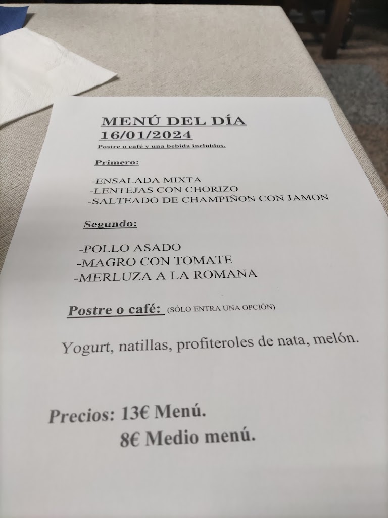Azuqueca Restaurante — Carta