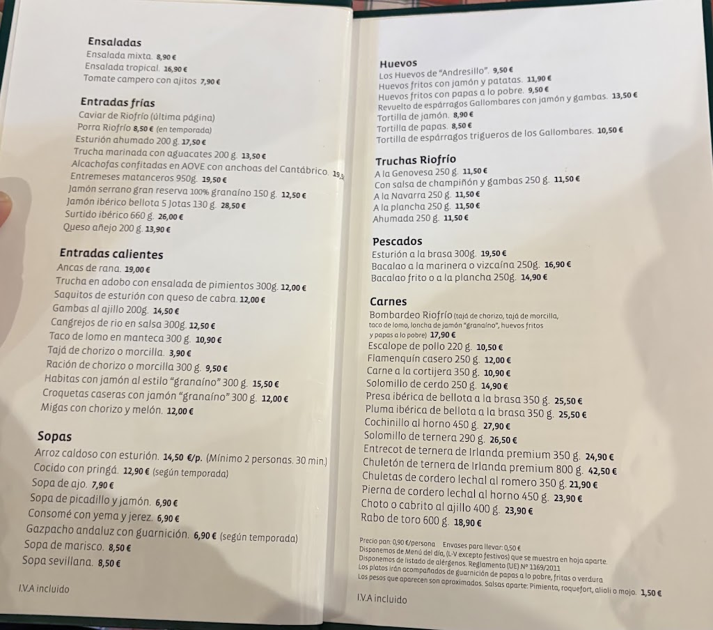 Meson Riofrio — Carta