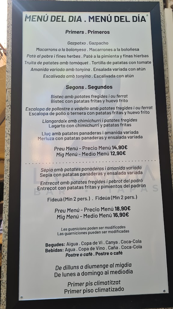 Bar Taverna La Gaviota — Carta