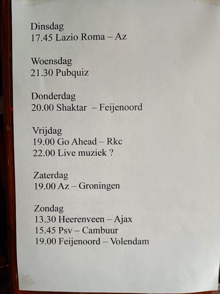 Andre's Vliegende Hollandse bar — Carta